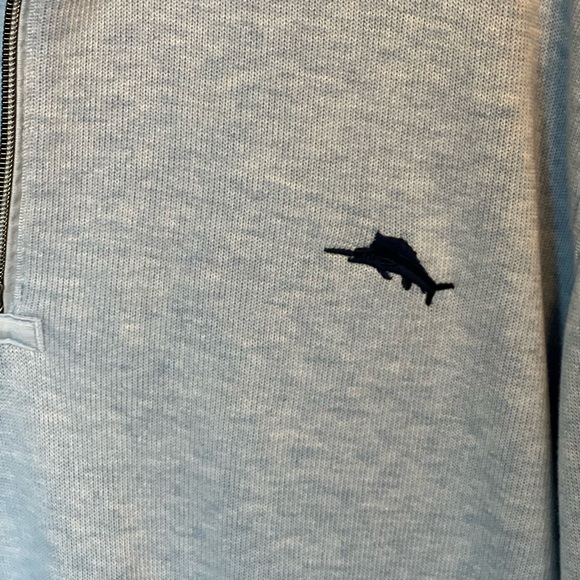 Tommy Bahama Men's Light Blue Mid Zip Knit Sweater - Picture 5 of 7